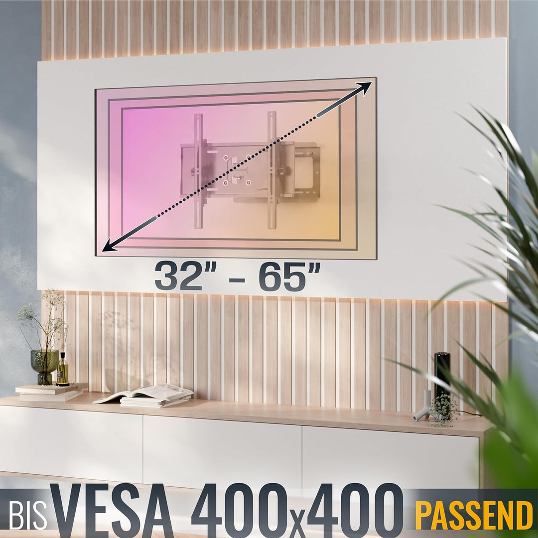 RICOO TV Wandhalterung Schwenkbar für 40-75 Zoll, inkl. Fischer Dübel Universal, TV Halterung R23-F,