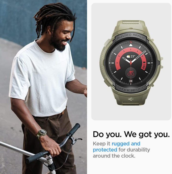 Spigen Rugged Armor Pro Armband mit Hülle Kompatibel mit Galaxy Watch 5 Pro 45mm (2022) - Vintage Kh