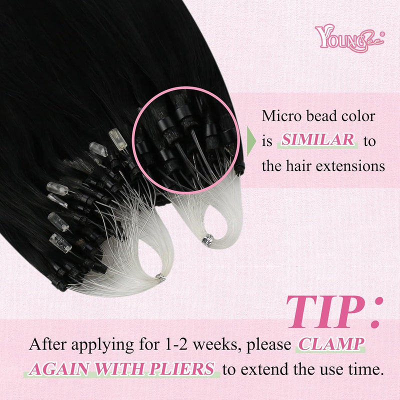 YoungSee Extensions Echthaar Microring Schwarz Microring Extensions Echthaar Schwarz Microring Exten