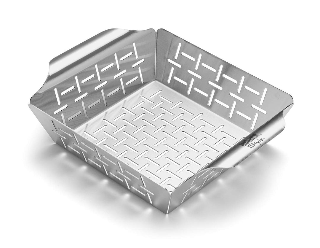 Weber 6481 Deluxe Gem sekorb 19x24 cm, Grillkorb, f r Fisch, Fleisch und Gem se, aus Edelstahl