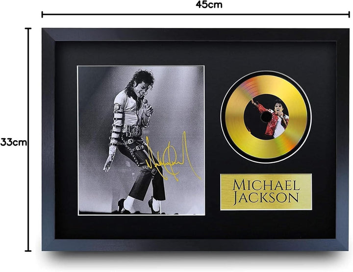 HWC Trading A3 FR Michael Jackson MJ King of Pop Geschenke Autogramme Bild mit einem Gold-Disk-Image