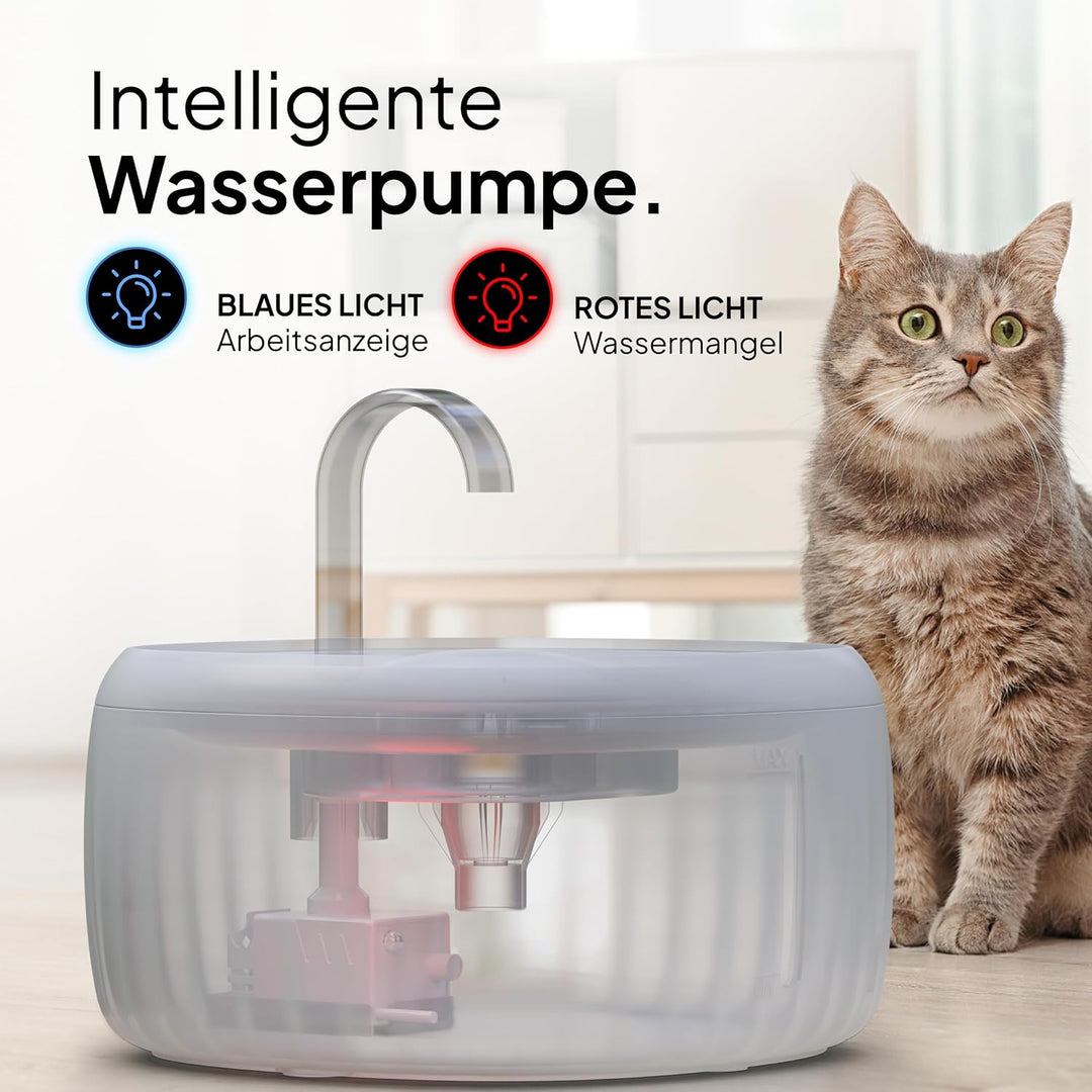 Katzenbrunnen Aqua Flow Pro [NEUEINFÜHRUNG] Super leiser, BPA-freier 3L Trinkbrunnen für Katze mit L