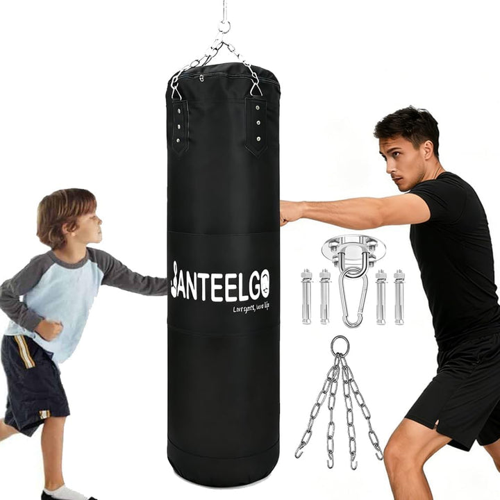 Boxsack Hängend für Erwachsene Kinder Ungefüllt: JanTeelGO 120cm Oxford Stoff Boxing Punching Bag Se