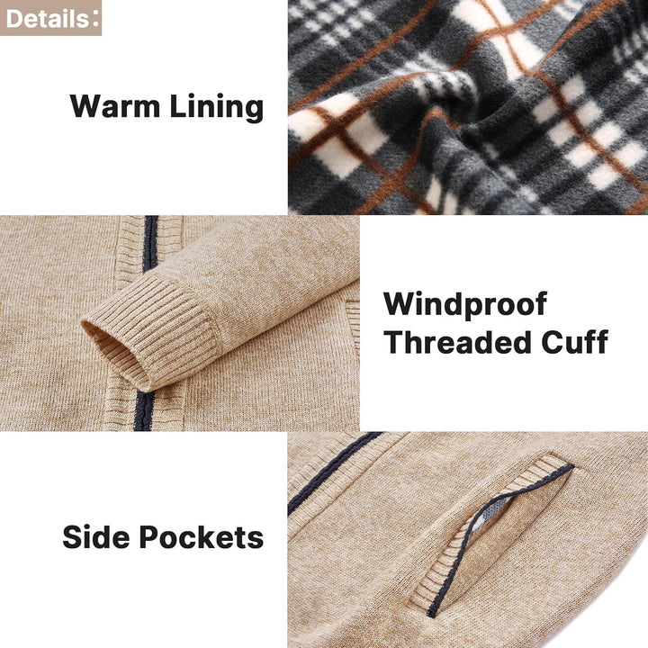 KUDORO Strickjacke Herren Cardigan Trachtenjacke mit Reissverschluss Gestrickt Wintermantel Strickja