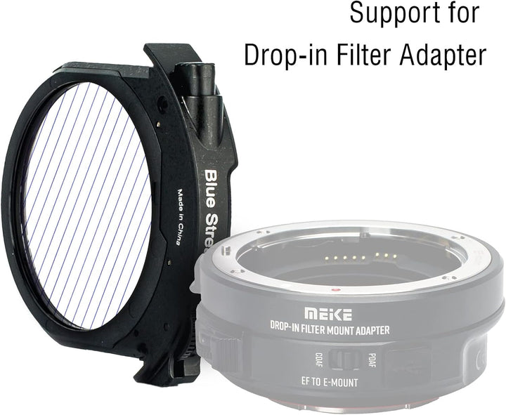 Meike Blue Streak Drop-in Filter für Canon und Meike Drop-in Filter Mount Adapter Serie MK-EFTR-BS,