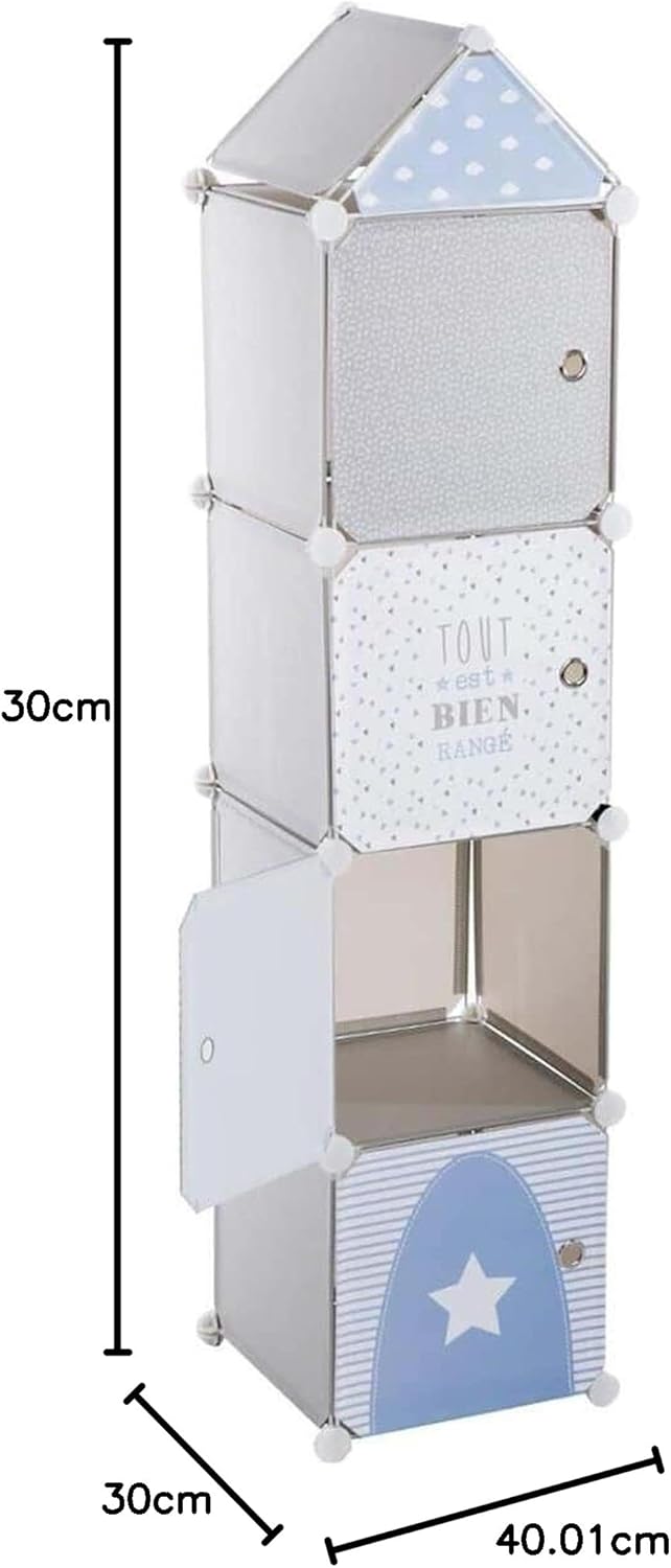 Kinder Aufbewahrungsboxen Colonne - grau und blau 34 × 139 cm - Grau - Atmosphera créateur d'intérie