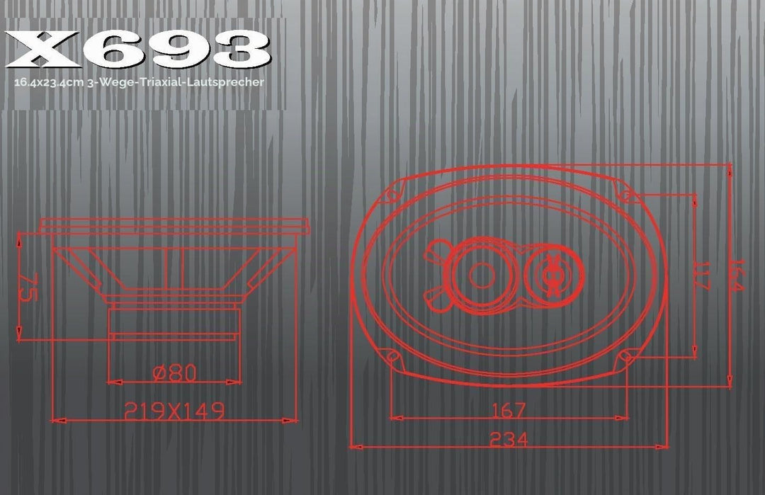 Excalibur X693 3 Wege Auto Lautsprecher 16 x 23 cm/6 x 9 500 W Paar Preis für viele Ford, Mazda oder