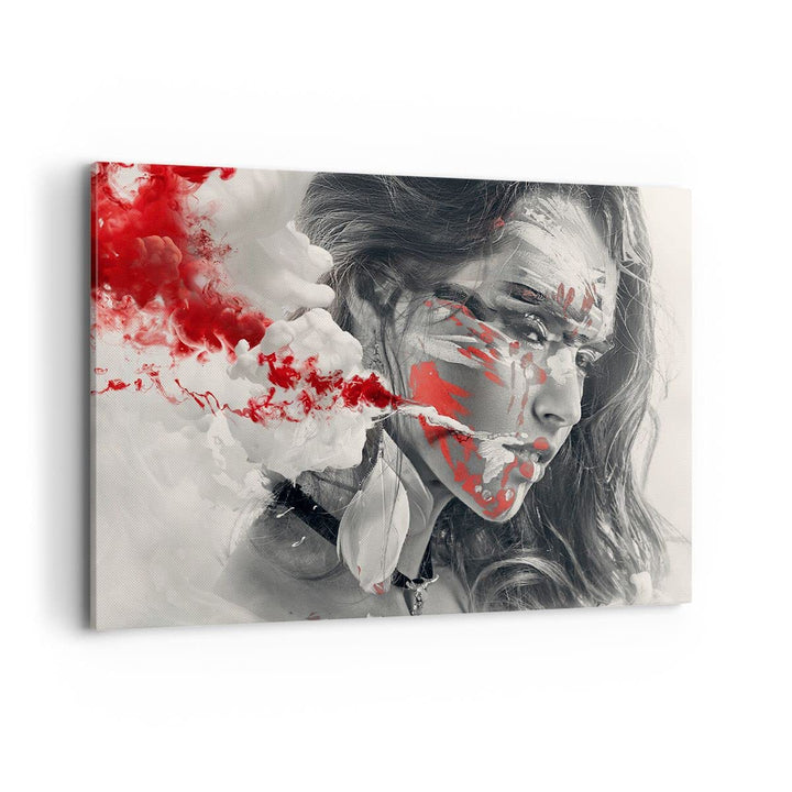 Bilder auf Leinwand 100x70cm Leinwandbild mit Rahmen Frau Gesicht Kunst Gross Wanddeko Bild Schlafzi