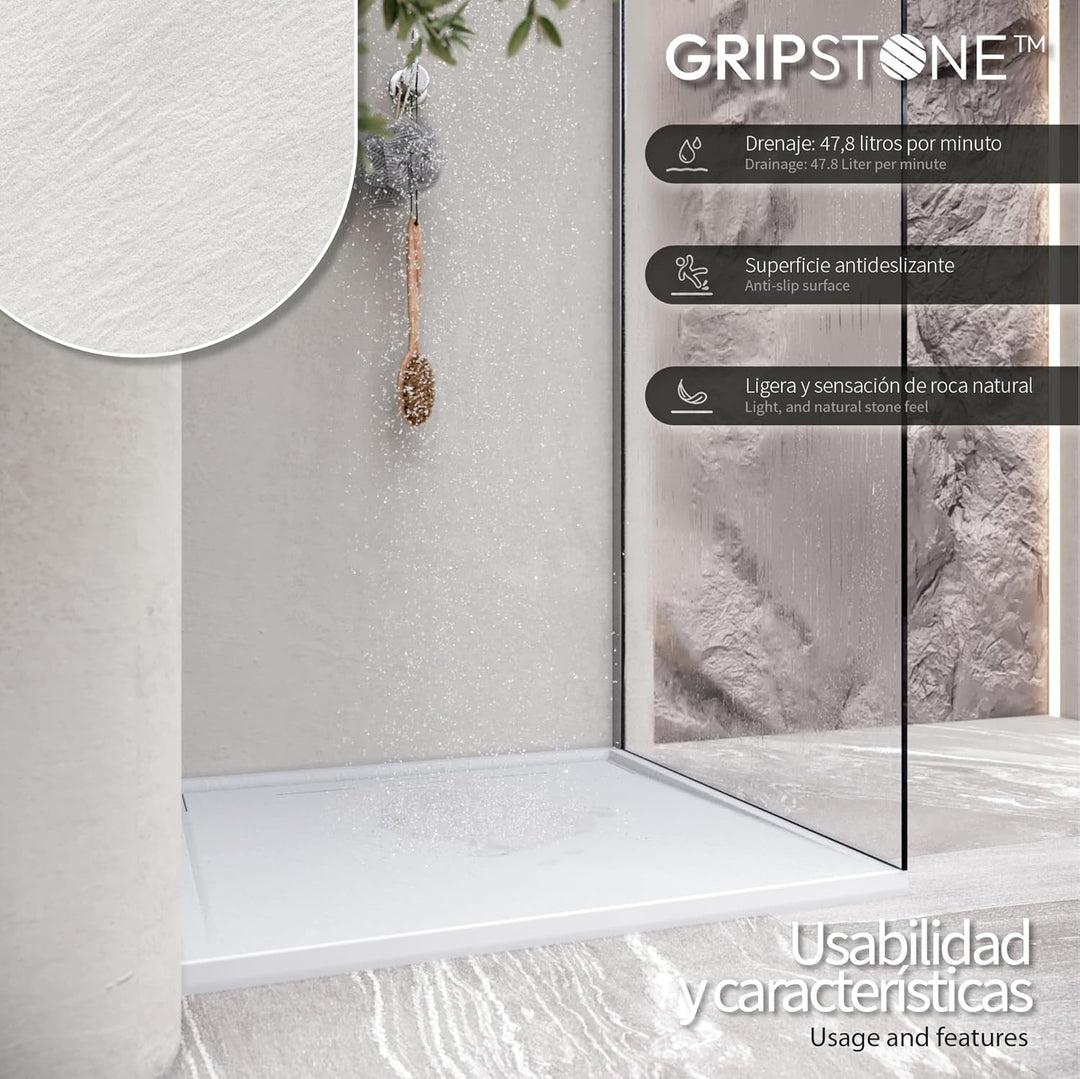 SMC Duschwanne HIEMAL 70x100 cm Weiss RAL9016 extra flache robuste Duschtasse, ANTI-Rutsch-Oberfläch