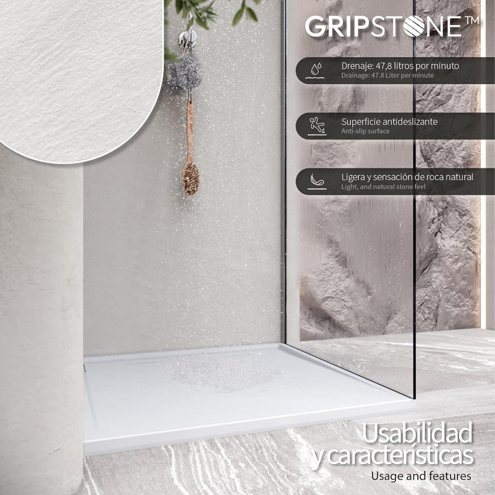SMC Duschwanne HIEMAL 70x100 cm Weiss RAL9016 extra flache robuste Duschtasse, ANTI-Rutsch-Oberfläch