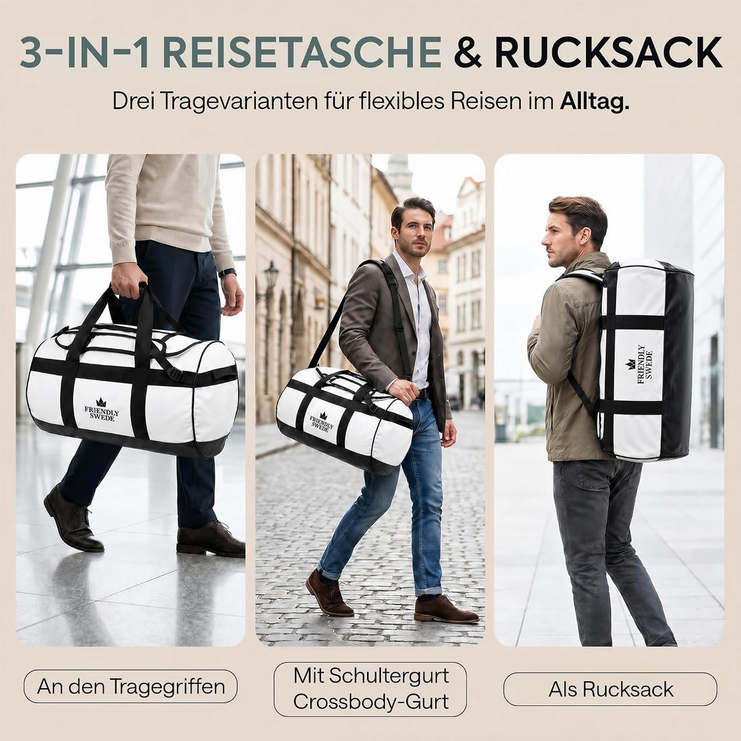 The Friendly Swede Wasserfeste Reisetasche Duffle Bag Rucksack - 30L / 60L / 90L - Seesack, Sporttas