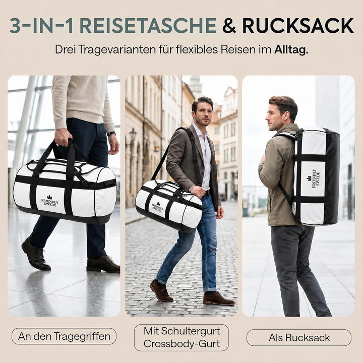 The Friendly Swede Wasserfeste Reisetasche Duffle Bag Rucksack - 30L / 60L / 90L - Seesack, Sporttas