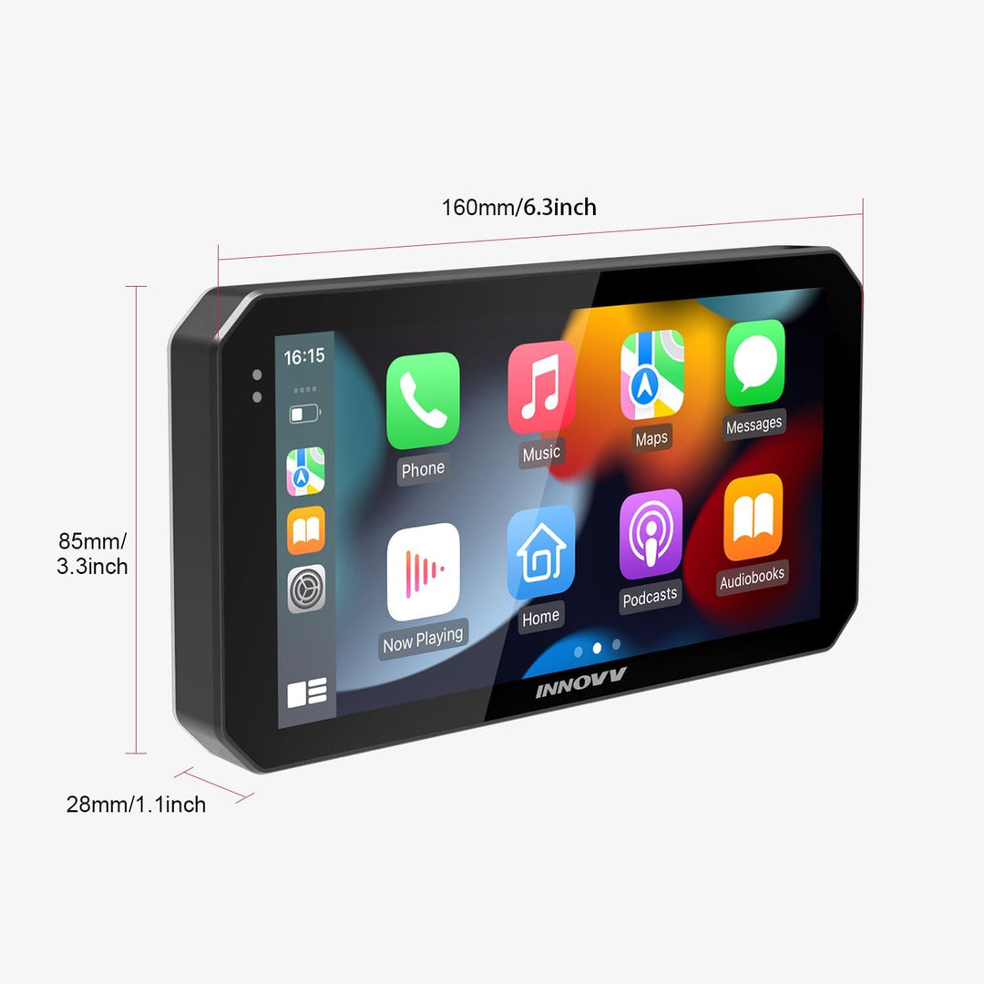 N2 6-Zoll-Apple-Carplay-Bildschirm für Motorräder, Touchscreen, kabelloses Apple CarPlay- und Androi