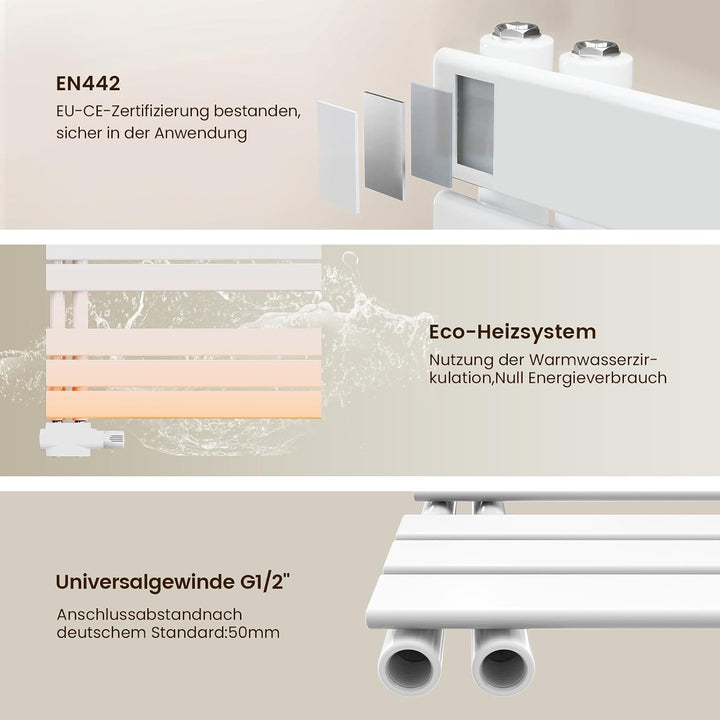 Heilmetz Badheizkörper Weiss Handtuchtrockner Heizung 600 x 1385 mm Bad Heizkörper Handtuchheizkörpe