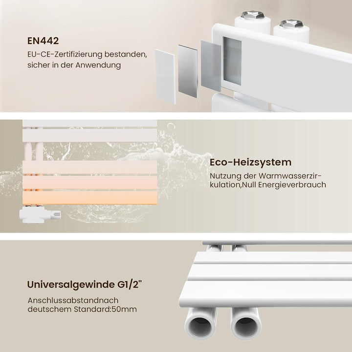 Heilmetz Badheizkörper Weiss Handtuchtrockner Heizung 600 x 1385 mm Bad Heizkörper Handtuchheizkörpe