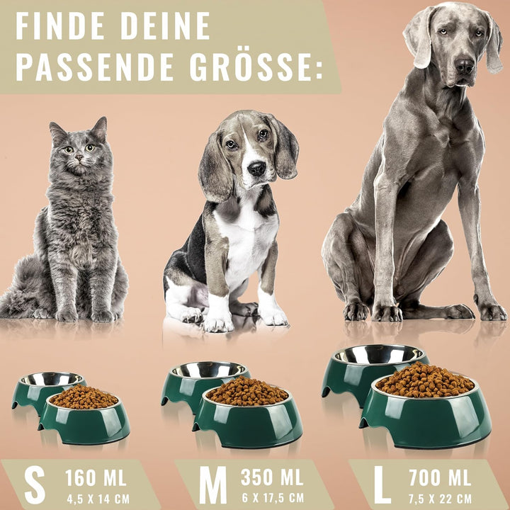 ne&no® Futternapf 2er Set für kleine Hunde und Katzen [Gr. S / 170 ml] Doppelnapf Katze rutschfest |