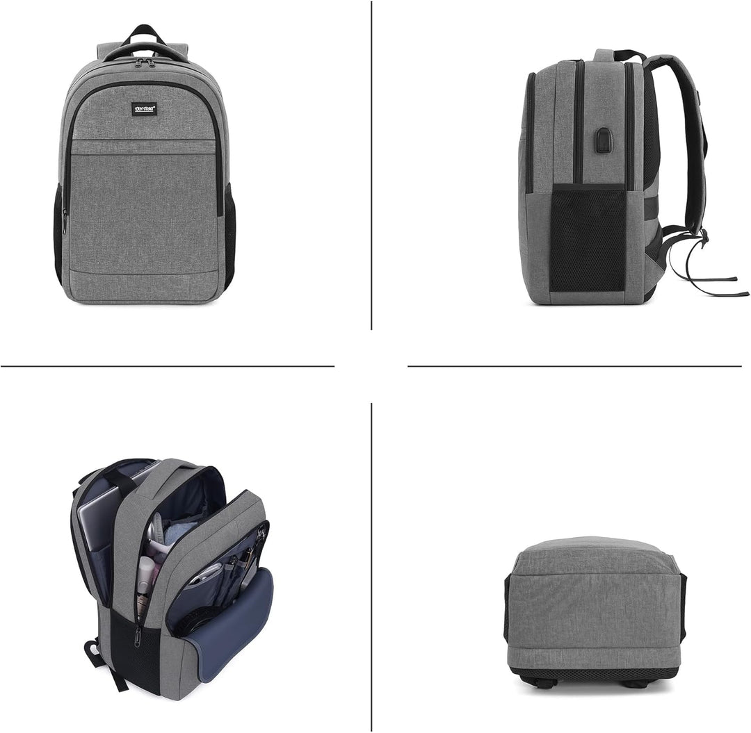 TANTOMI Rucksack Herren, Gross Laptop Rucksack 17 Zoll Schulrucksack Laptoptasche mit USB Ladeanschl