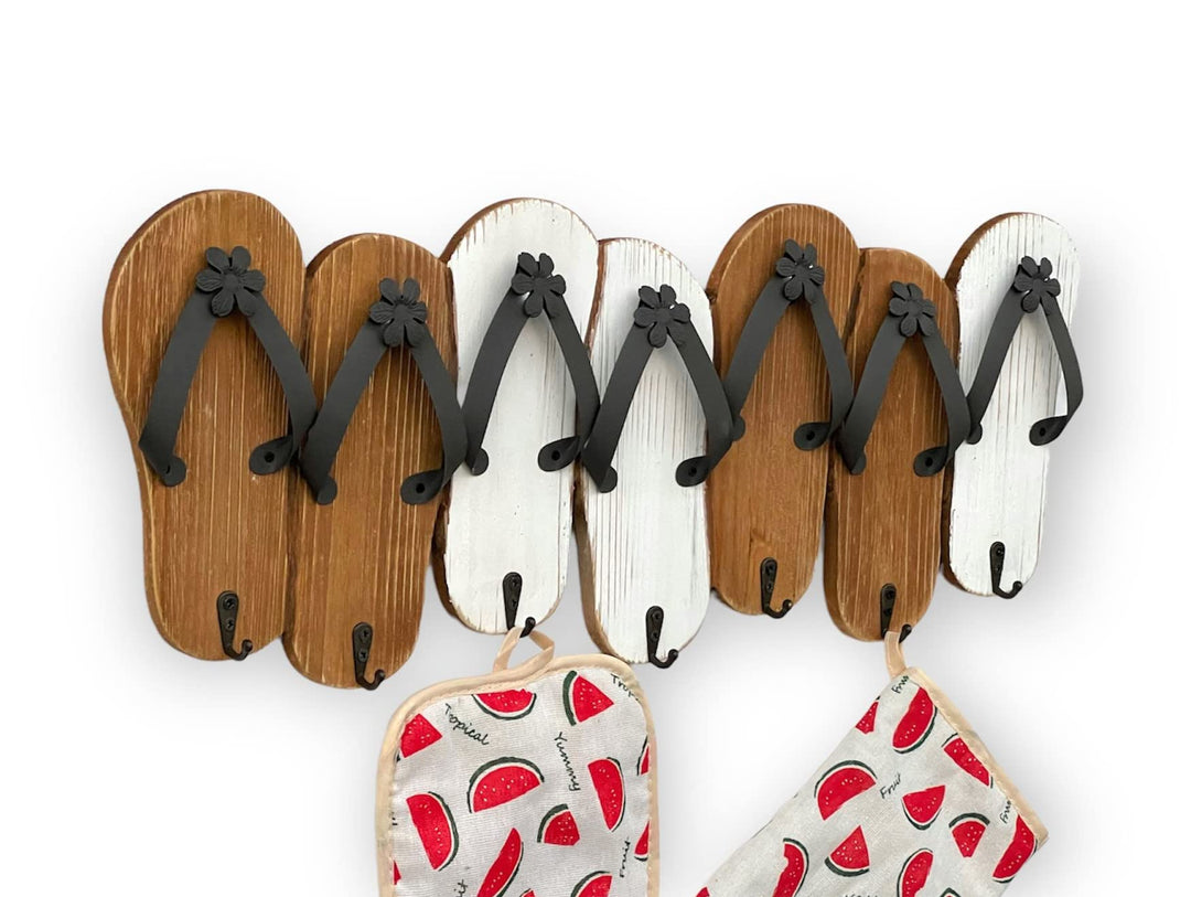 DanDiBo Hakenleiste Sandalen MR91 Garderobenleiste Holz Metall Weiss Handtuchhalter 60 cm Garderoben