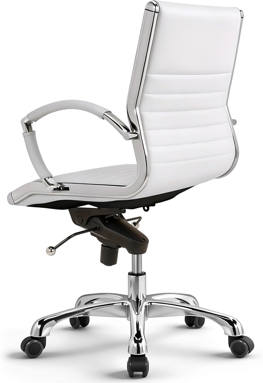 VERSEE Bürostuhl Montreal aus Echtleder, Weiss, Sitzhöhe 46–54 cm | Ergonomischer Schreibtischstuhl