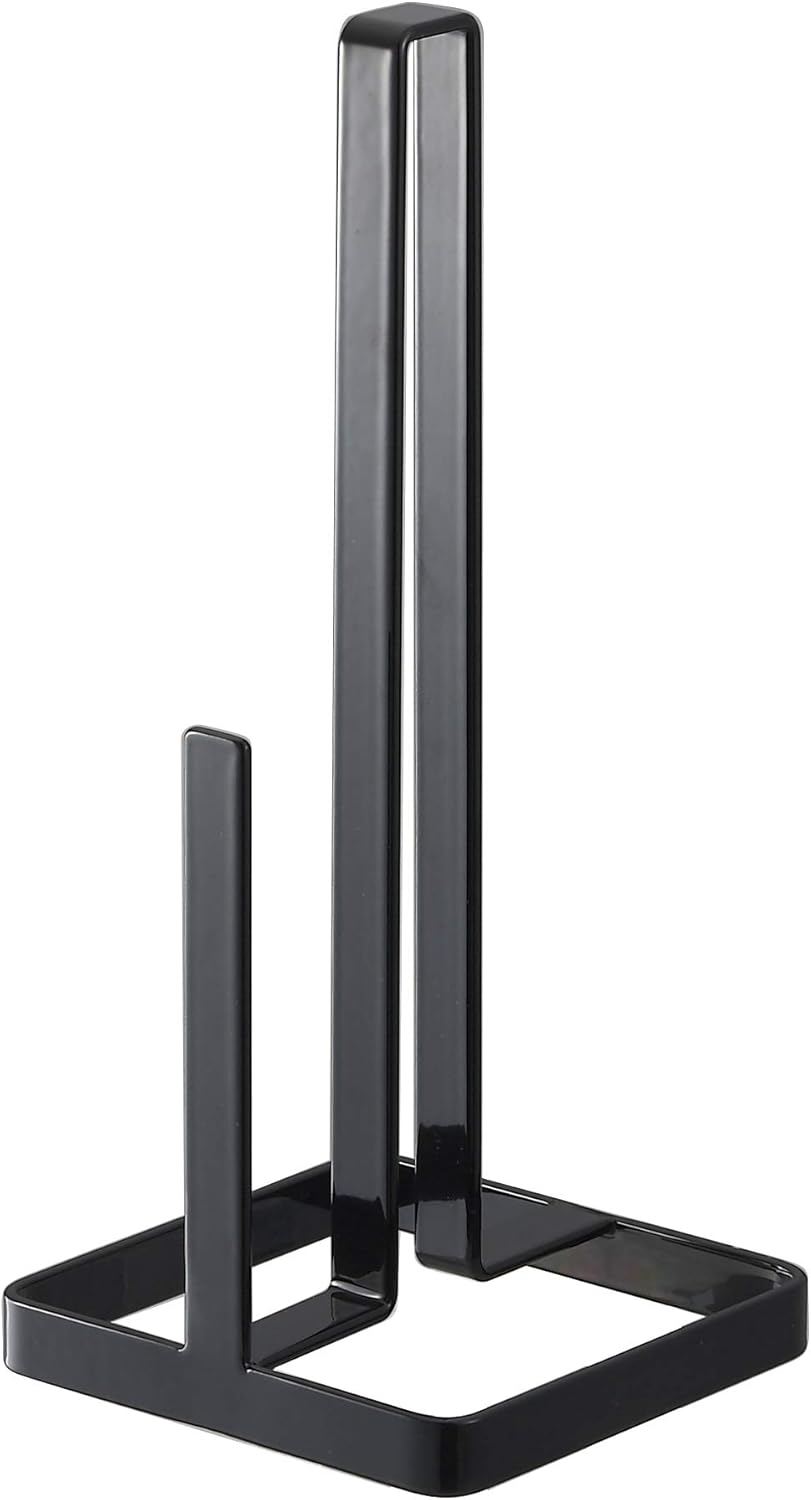 YAMAZAKI 4281 Tower Etagere, Stahl, Schwarz, One Size & Tower Küchenrollenhalter, Stahl, Schwarz, On