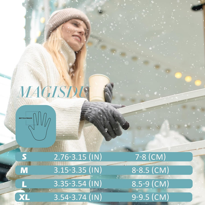 Alpaka Handschuhe Damen Fleece Doppelfutter & Touchscreen - Thermo Winterhandschuhe mit Anti-Rutsch