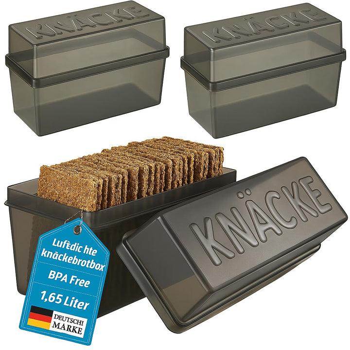 Knäckebrotdose Knäckebrot Box mit Deckel - Brotbox - luftdicht - Aufbewahrungsbox - Transparent/weis