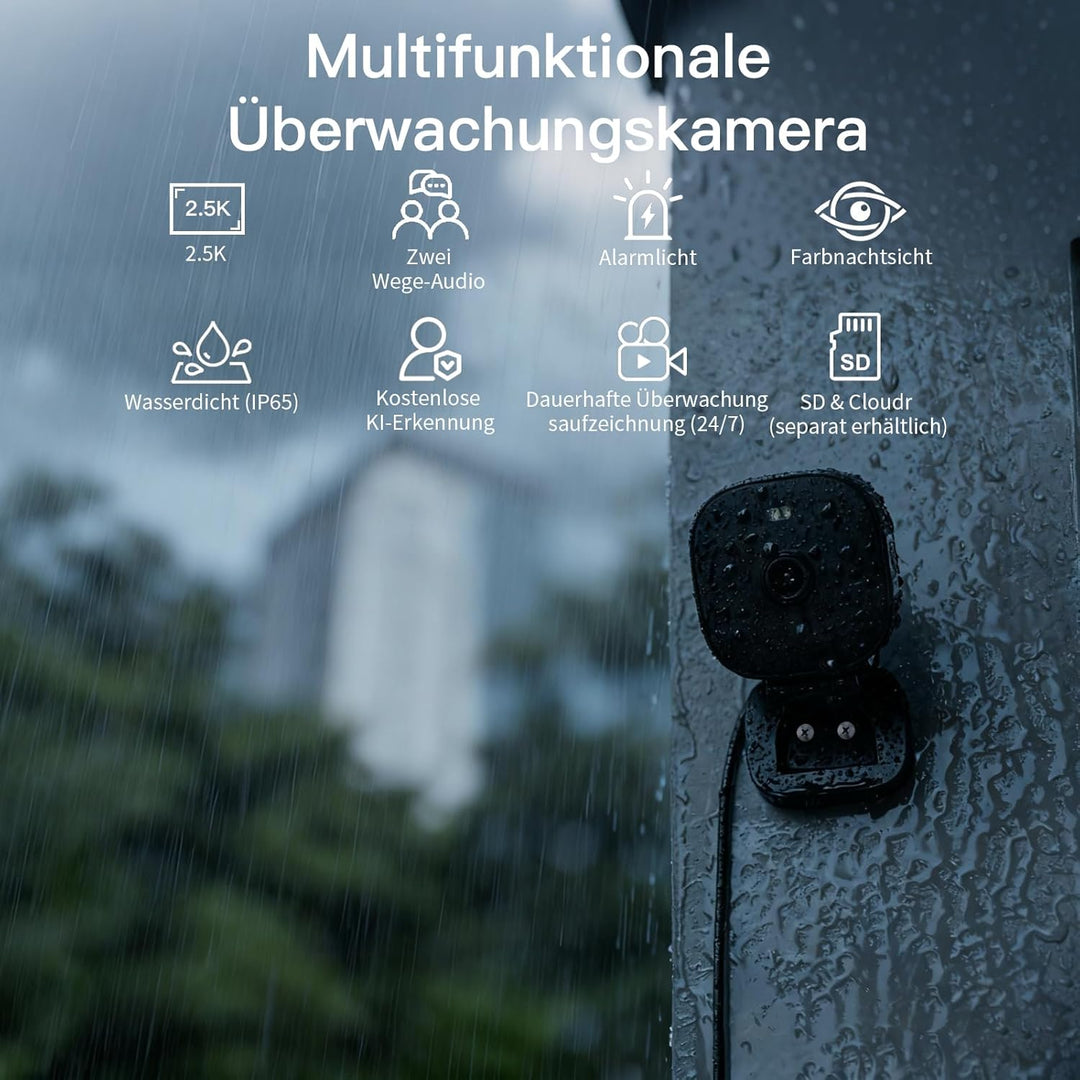 VIMTAG 2,5K Überwachungskamera Aussen, 5GHz WLAN Kamera Outdoor,Aussenkamera,Farbige Nachtsicht,Tag&