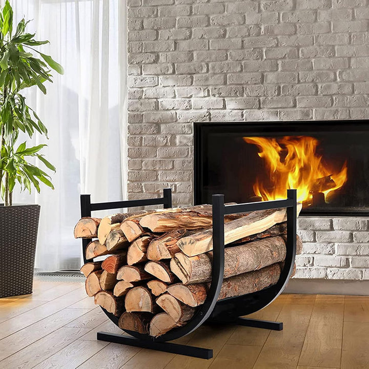 Froadp 44x37x40cm Kaminholzregal Metall Holzlager für Holzscheite Stapelhilfe Brennholzregal Aussen