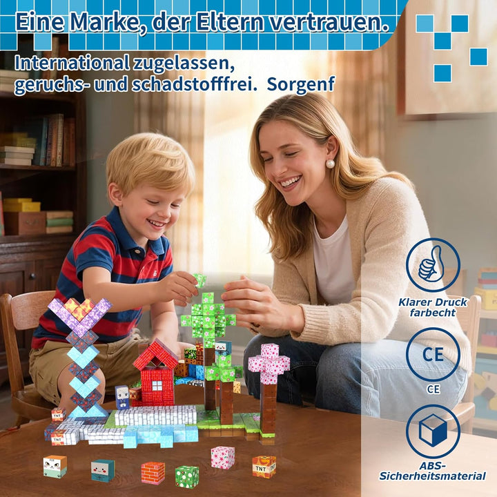 AuTong Magnetische Bausteine 154 Teile - ab 3-9 Jahre Magnetspielzeug Magneten Kinder Magnetische Ba