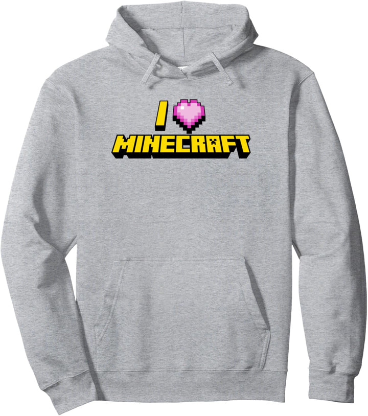 Minecraft I Love Minecraft Pink Heart Official Logo Pullover Hoodie