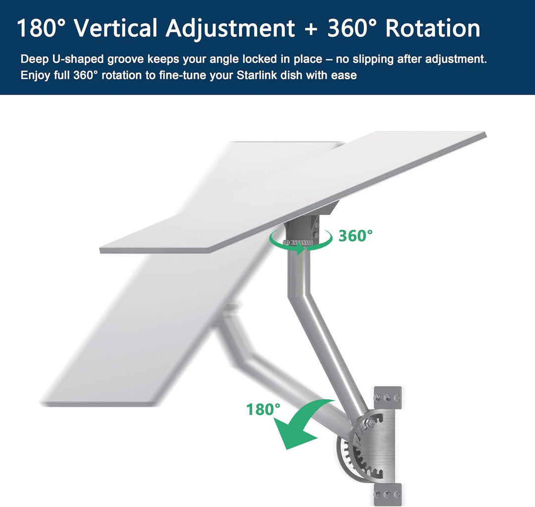 Starlink Wandhalterung Gen 3 Edelstahl mit Rohradapter Standard V3 Halterung Lang Pivot Wall Mount K
