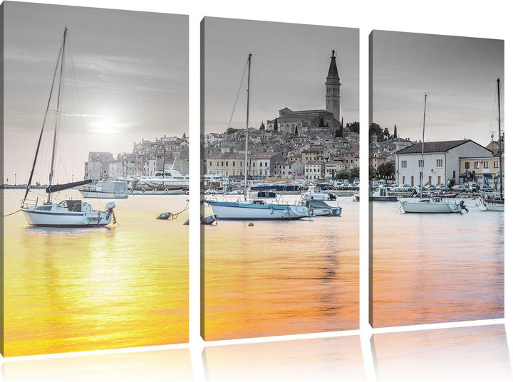 Pixxprint Kroatische Hafenstadt als Leinwandbild/Grösse: 3 Teilig (120x80) cm/Wandbild/Kunstdruck/fe