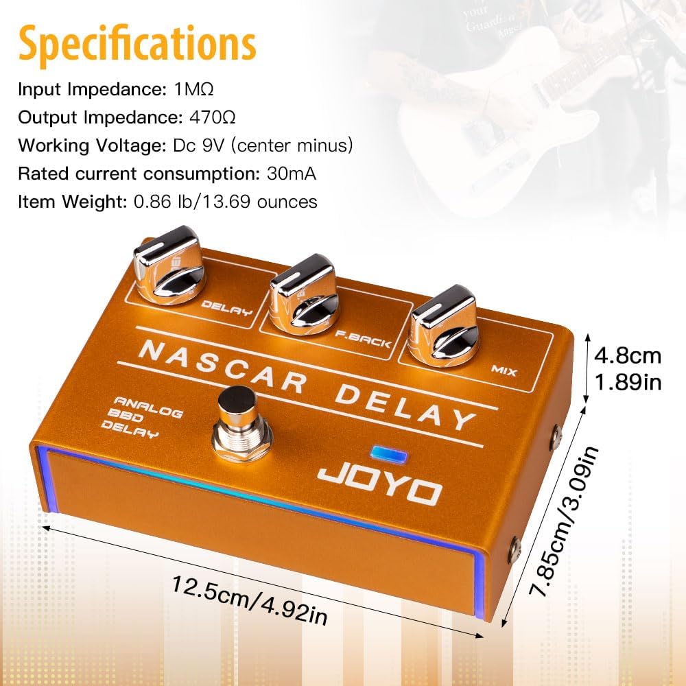 JOYO Analoges Delay-Effektpedal der R-Serie, Vintage, warmer natürlicher Klang für sentimentale E-Gi