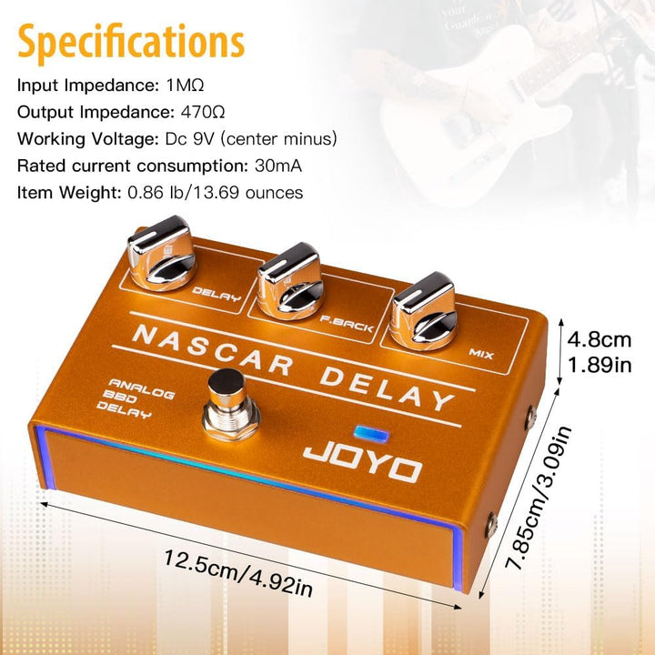 JOYO Analoges Delay-Effektpedal der R-Serie, Vintage, warmer natürlicher Klang für sentimentale E-Gi