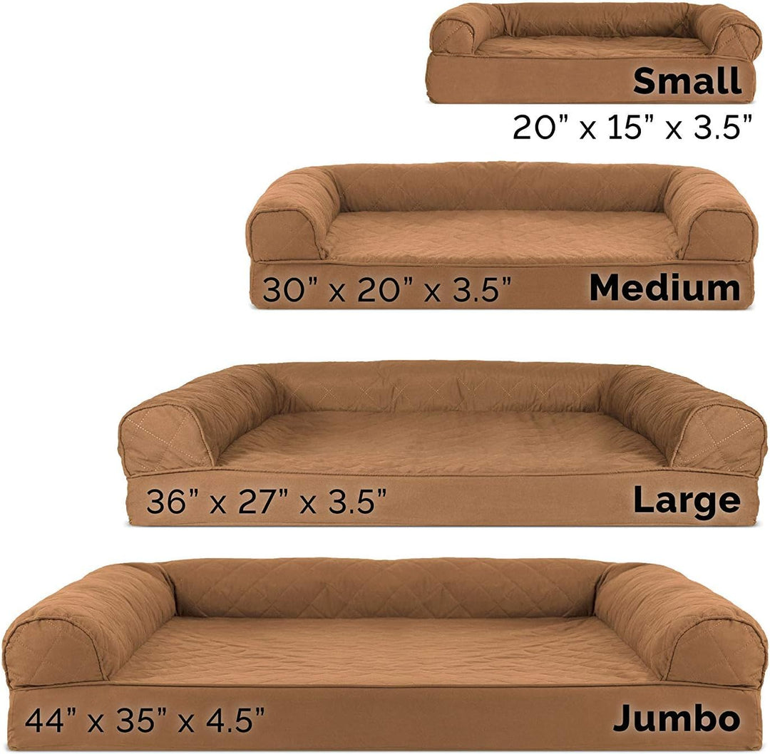 Furhaven Medium Orthopedic Dog Bed Quilted Sofa-Style w/Removable Washable Cover - Toasted Brown, Me