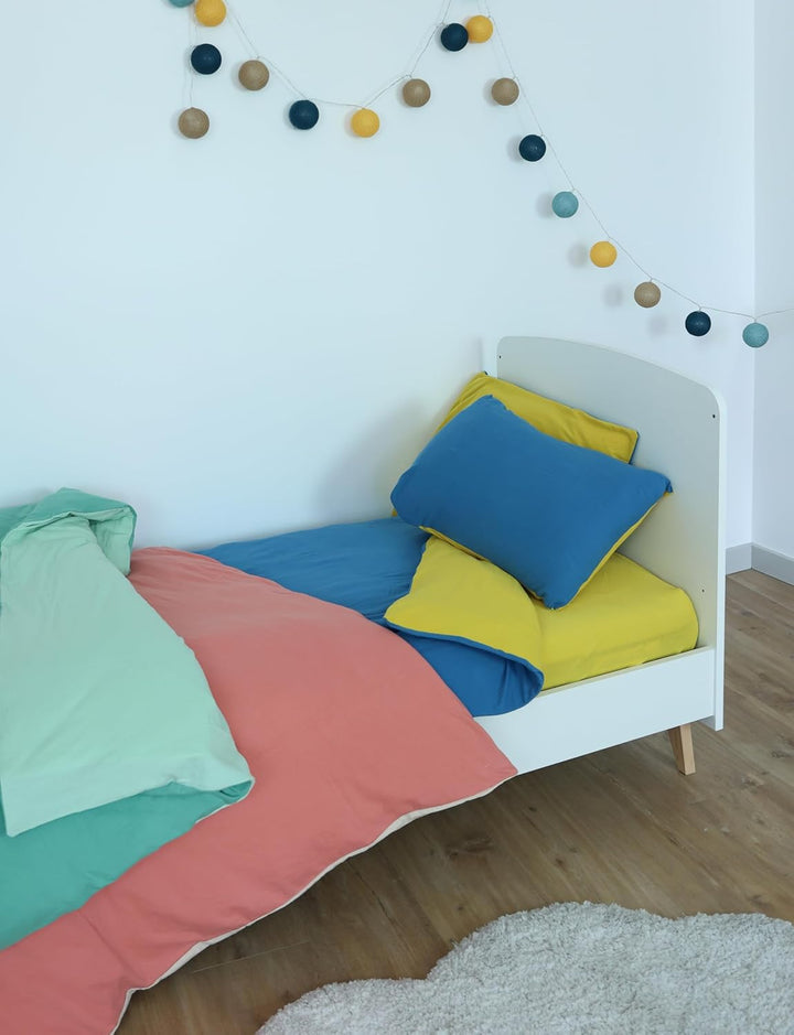 Domiva - Bettwäsche 75 x 120 cm + Kissenbezug 35 x 45 cm, Türkis/Light Blue