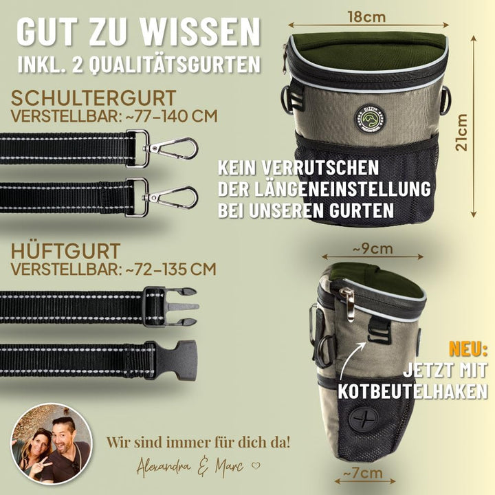 GIZZY® DAS ORIGINAL | Leckerlitasche für Hunde + REGENHAUBE | Leckerlibeutel für Hunde mit praktisch