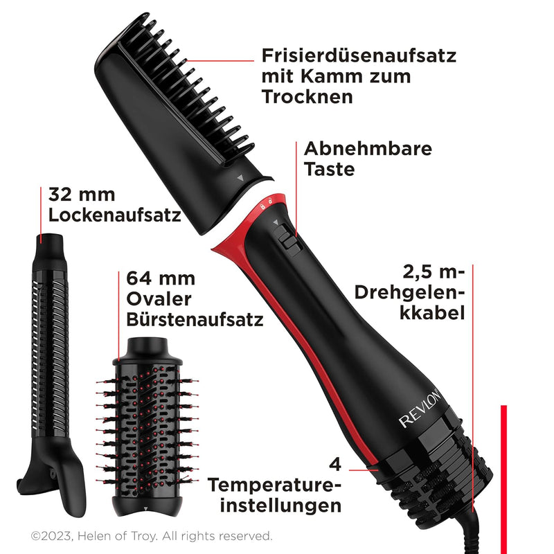 Revlon One-Step Haartrockner & Multi-Styler - 3-in-1-Tool - (Abnehmbarer Kopf, Lockenstab, Haartrock