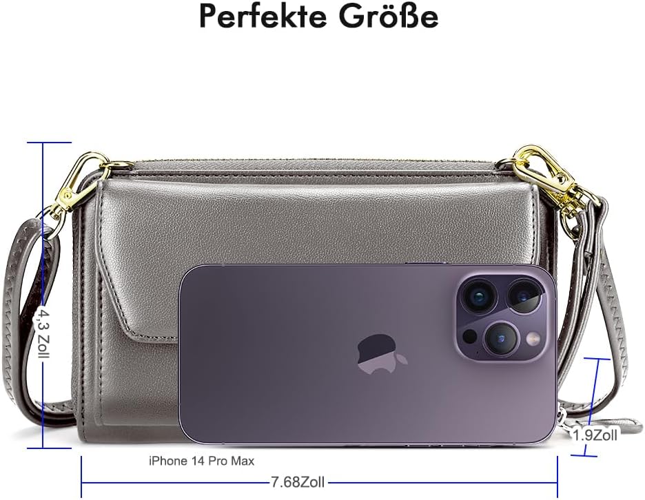 nuoku Geldbörse Damen mit RFID, Kleine Portemonnaie Damen mit Kreditkarten Etuis, Handytasche zum Um