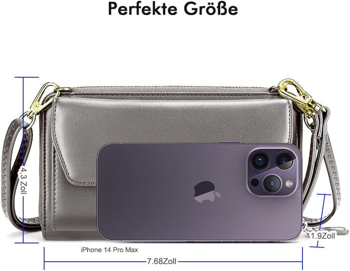 nuoku Geldbörse Damen mit RFID, Kleine Portemonnaie Damen mit Kreditkarten Etuis, Handytasche zum Um