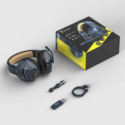 BINNUNE Gaming Headset, Wireless Headset für PS4 PS5 PC Playstation 4 5, Gaming Kopfhörer mit Mikrof