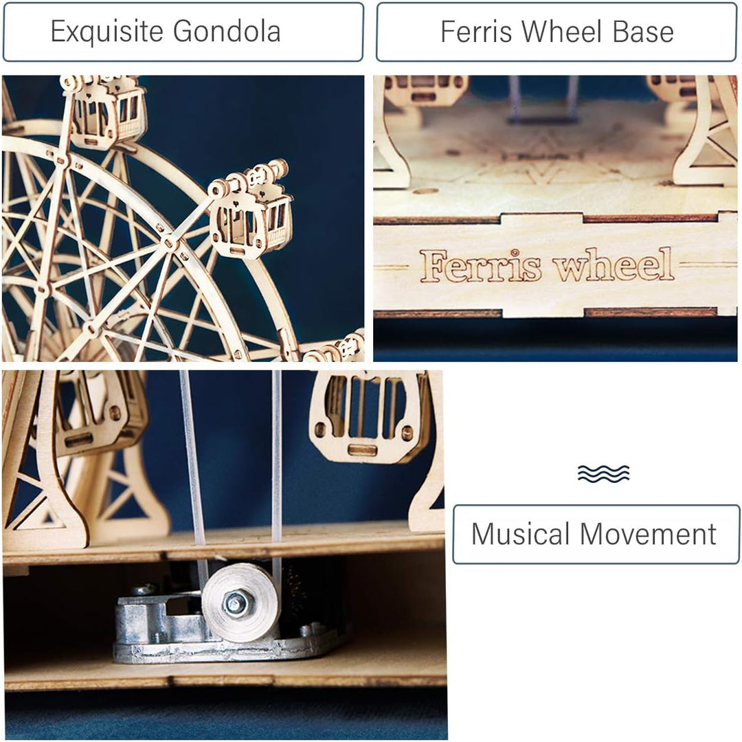 Rolife 3D Puzzle Riesenrad Spieldose Modellbausatz Holzbausatz Erwachsene mit Musik für Kinder und E