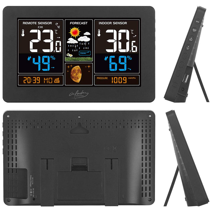 infactory Smart Life Wetterstation: WLAN-Funk-Wetterstation mit Aussensensor, XL-Farbdisplay und App