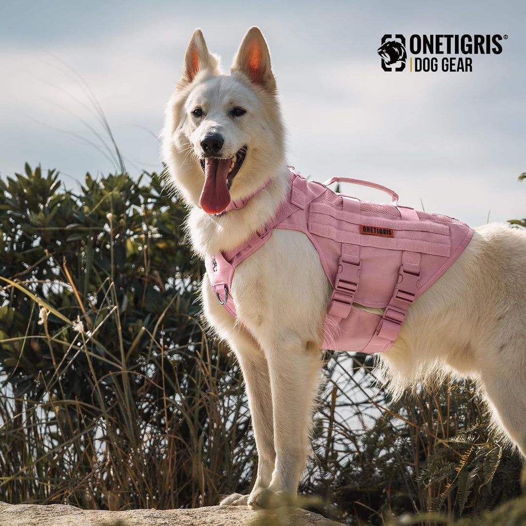 OneTigris Anti Zug Hundegeschirr Mittelgrosse Hunde, AIRE MESH Taktisches Geschirr mit 2 Griff & 3 D