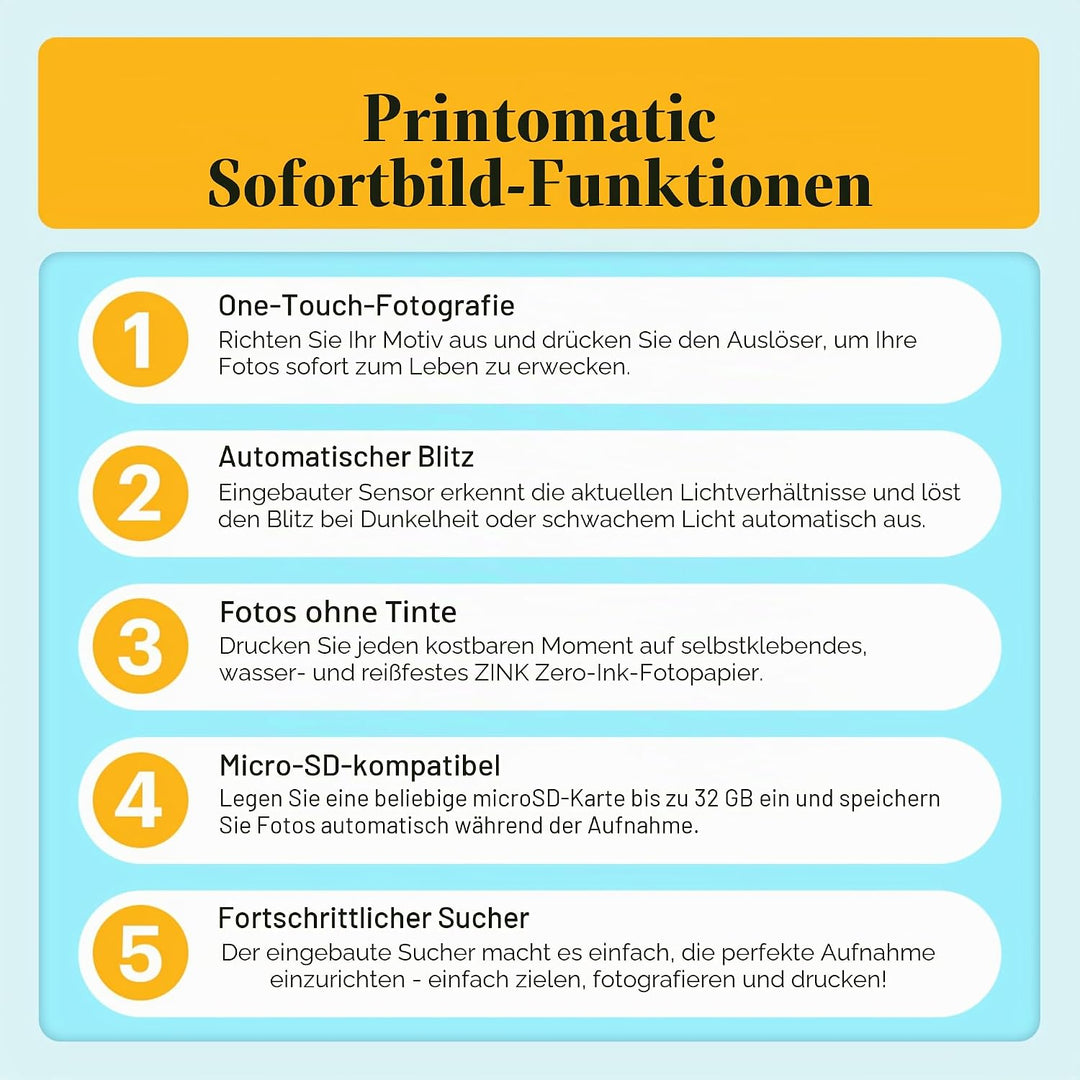 KODAK Printomatic Vollfarb-Sofortdruckkamera-Starterpaket + Softcase + Zink-Fotopapier (20er-Pack) –