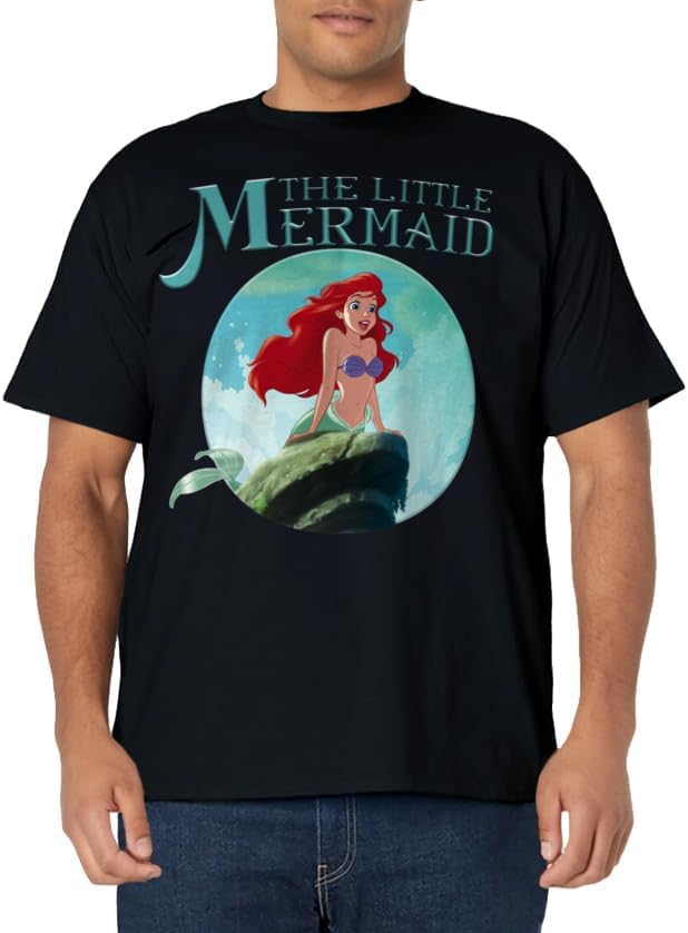 Mens Disney Little Mermaid Ariel Splash Rock Graphic T-Shirt Medium Pink