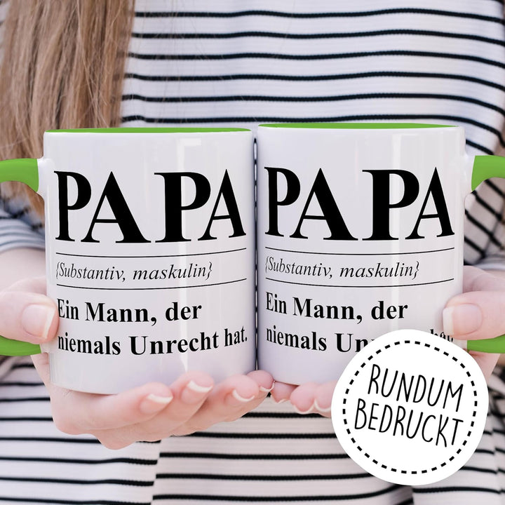 Tasse Papa Geschenk Papa (Substantiv, maskulin) Ein Mann, der niemals Unrecht hat, Kaffeetasse Vater