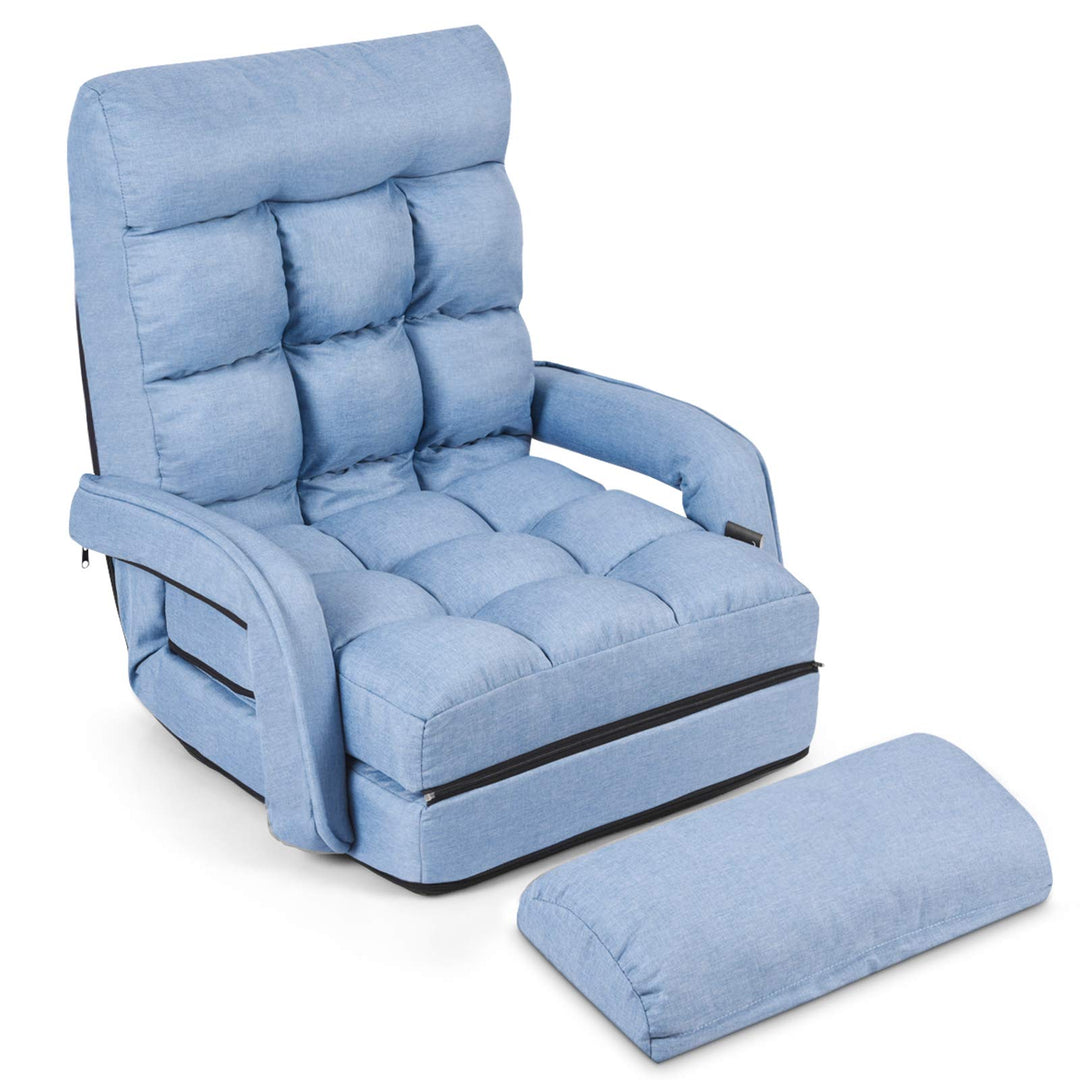 GOPLUS Bodensofa mtit Schlaffunktion, klappbarer Bodenstuhl mit Armlehnen & Kissen, Klappsessel mit