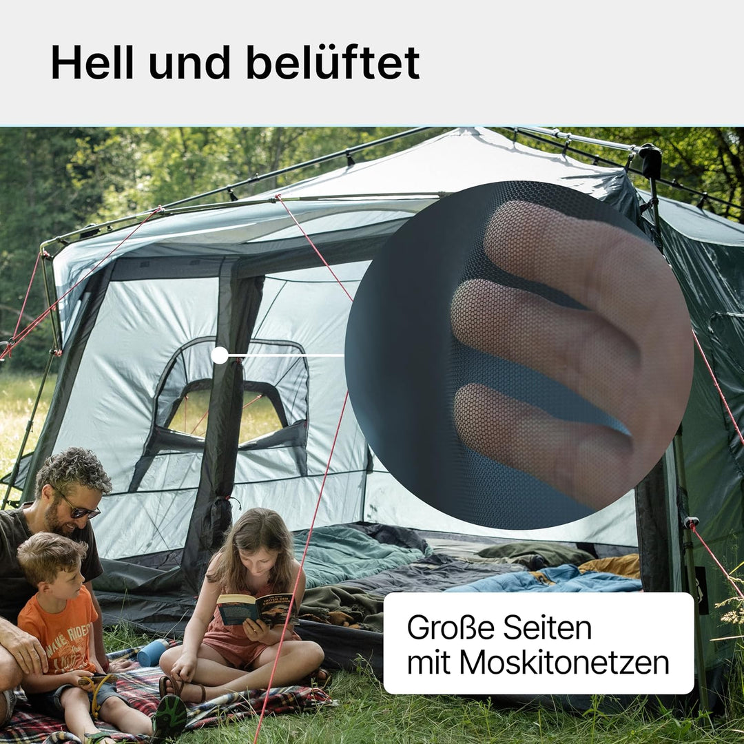 qeedo Quick Villa Familienzelt (für 4 oder 5 Personen) mit Quick-Up Schnellaufbau-System - Wasserdic