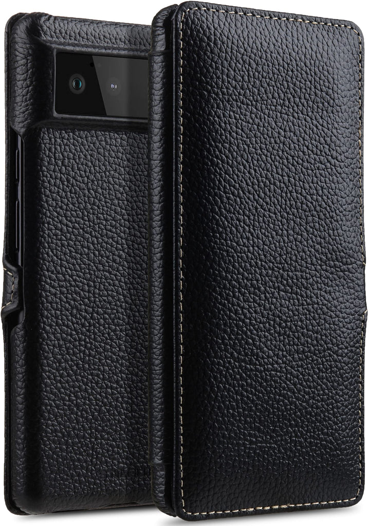 STILGUT Book Case kompatibel mit Google Pixel 6 Hülle aus Leder mit Clip-Verschluss, Lederhülle, Kla